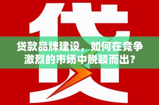 青川贷款品牌建设，如何在竞争激烈的市场中脱颖而出？